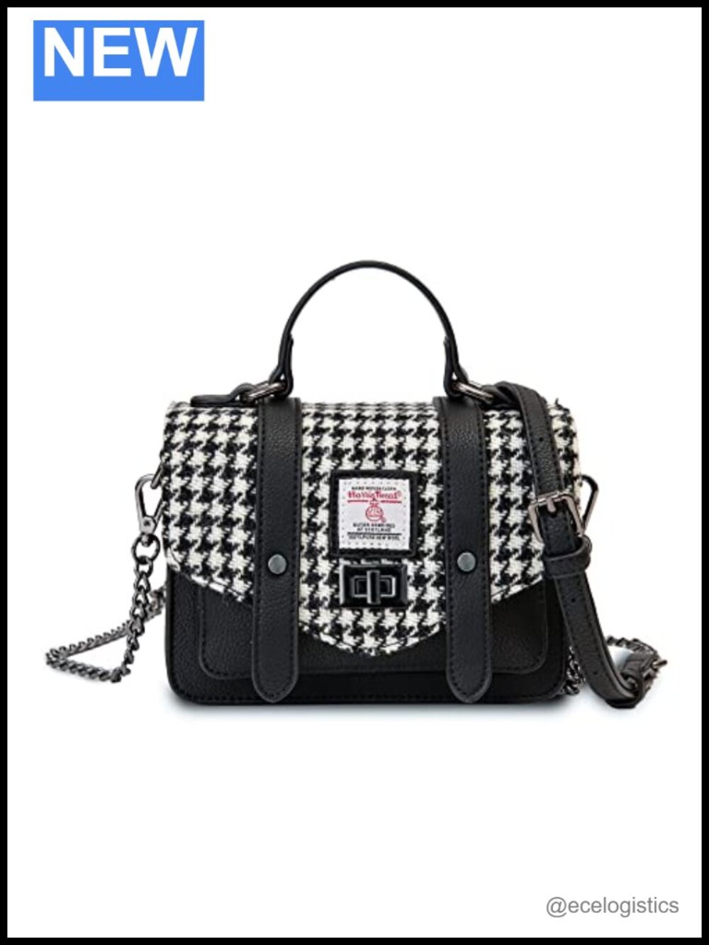 Islander Harris Tweed Satchel Shoulder Bag Wool PU Leather Mini Handbag